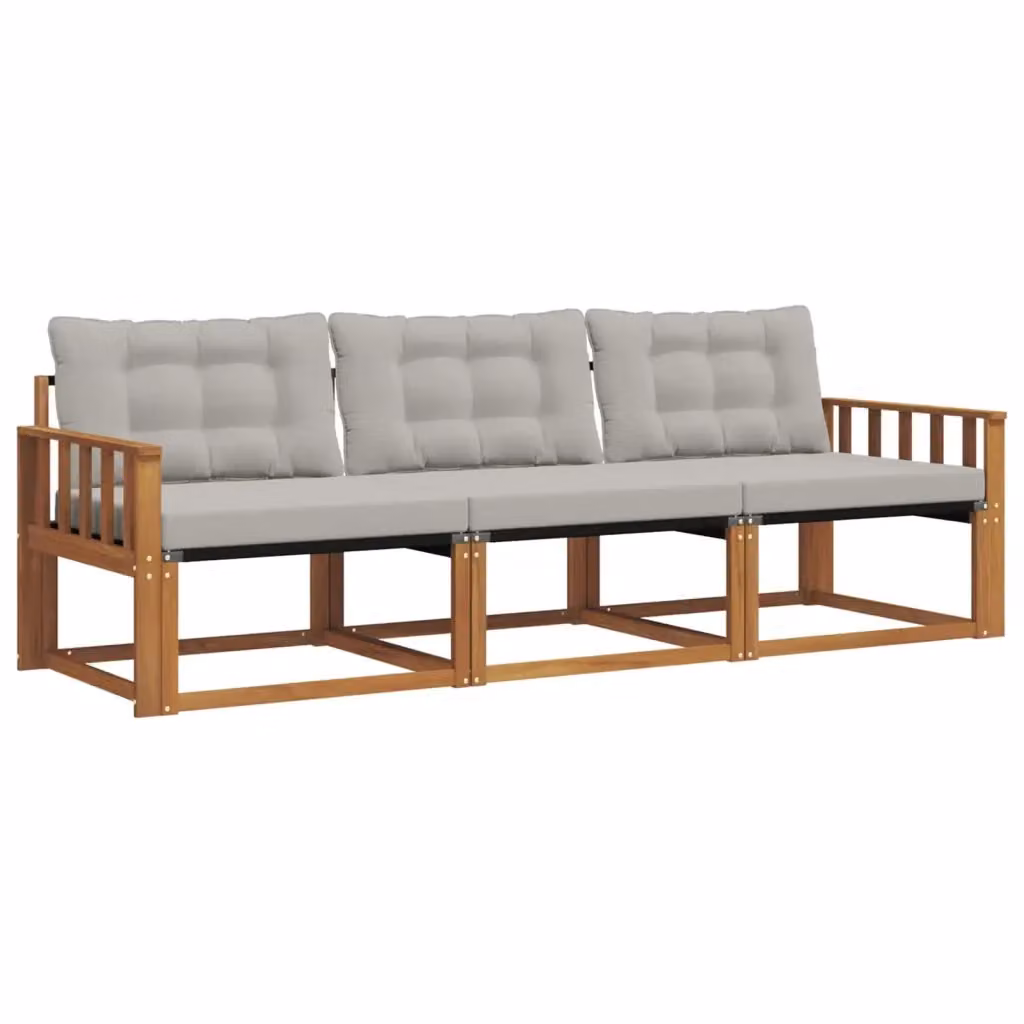 Set di divani da esterno 3 posti vidaXL in legno di acacia e textilene grigio – 2