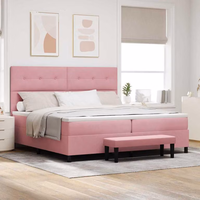 Maison Exclusive - Letto boxspring con testiera Rosa 200 x 200 cm in velluto