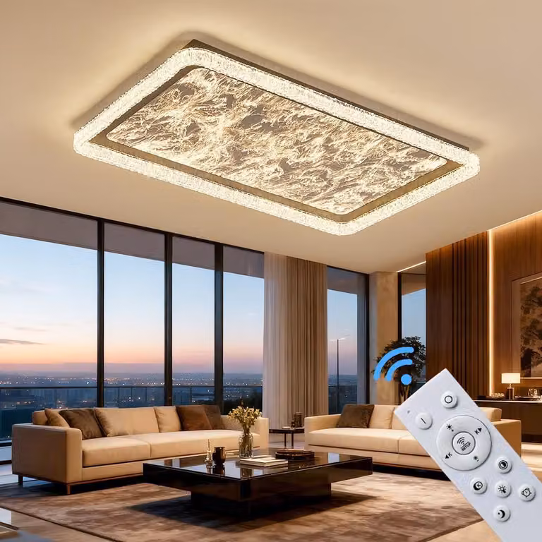 Plafoniera LED dimmerabile con telecomando, a variazione continua 3000-7000 K, a risparmio energetico e durevole, dal design moderno in bianco o nero, ideale per soggiorno, camera da letto e cucina (251-CFX-BL)
