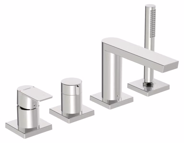 HANSA HANSASTELA Set de montage final pour bain/douche, 4 trous, rosace carrée, chrome, 57302473, 57302473