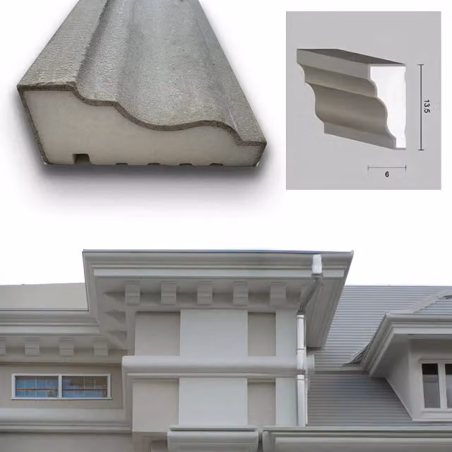 Cornice decorativa per esterno in resina sintetica XPS Eternal Parquet, colore bianco, L/P/H: 200 x 13,5 x 6 cm