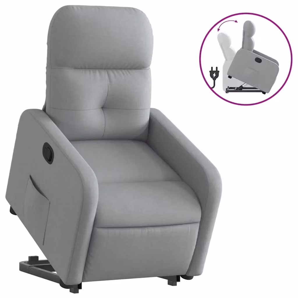 Poltrona Alzapersona Reclinabile con Assistenza Elettrica vidaXL Grigio con Braccioli e Imbottitura in Schiuma – 2