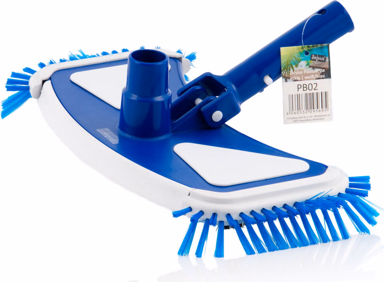 Spazzola per piscina Zelsius con spazzole laterali | lavapavimenti per tubo Ø 32 / 38 mm