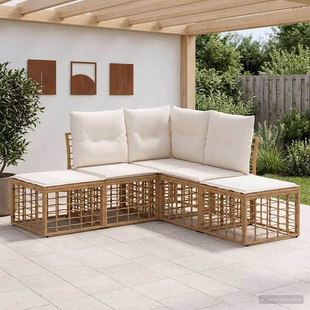 Maison Exclusive - Set divani da esterno in poliestere naturale