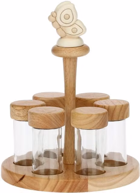 Set di contenitori per spezie Thun in ceramica e vetro beige e multicolore