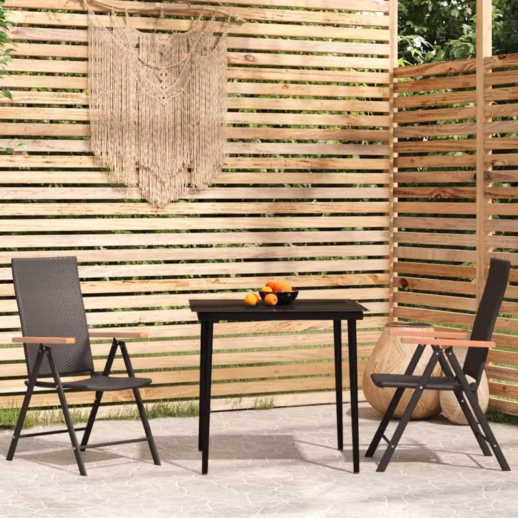 Maison Exclusive - Set da pranzo da giardino 3 pezzi nero