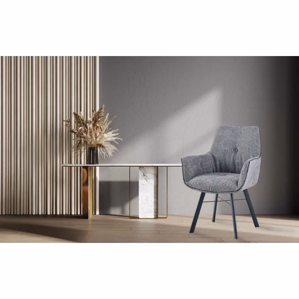 Poltroncina girevole con braccioli KENDRA HOME in tessuto grigio antracite per ufficio o zona pranzo – 2
