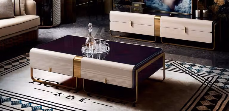 Couchtisch Sofa Beistelltisch Luxus Holz Wohnzimmer Edelstahl Modern Möbel