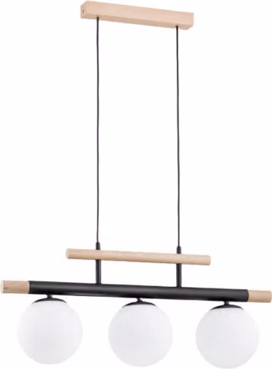 Lampada a sospensione TRENDY nera-legno chiaro 3xE14x10W in legno, dimensioni: 85x66x15 cm, IP20, Alfa