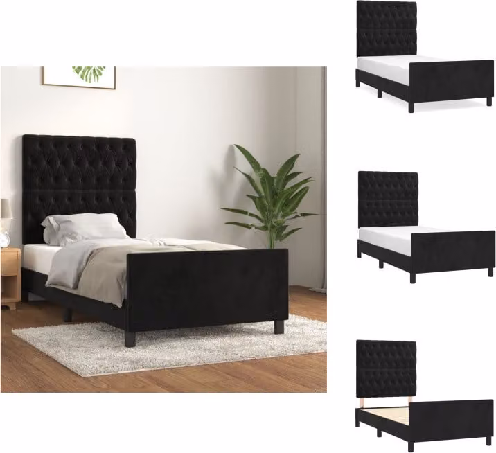 vidaXL Giroletto con testata nera 90x190 cm in velluto - Letti & reti