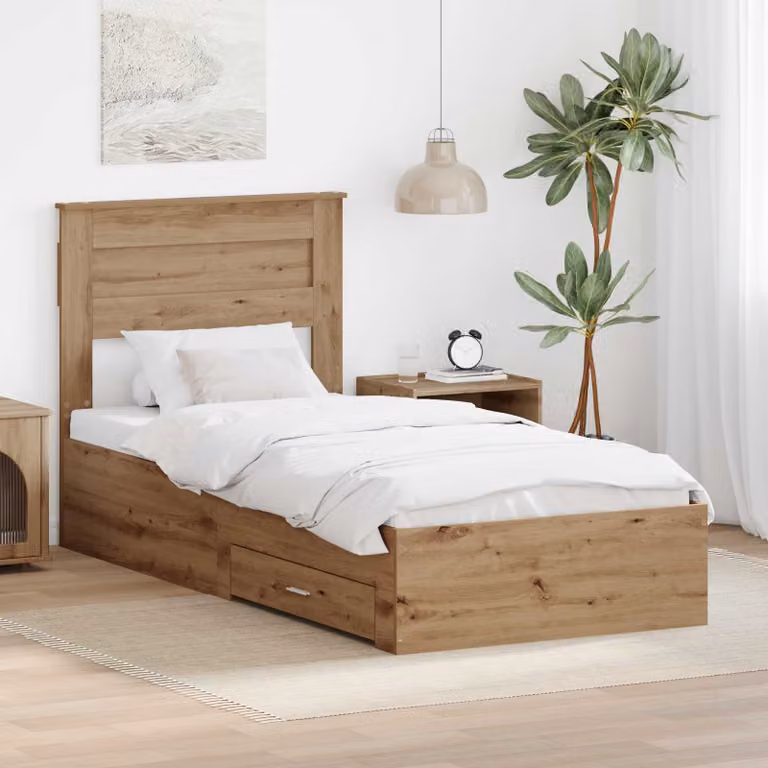 Struttura del letto con cassetti vidaXL in legno color rovere, L 100 x P 200 cm