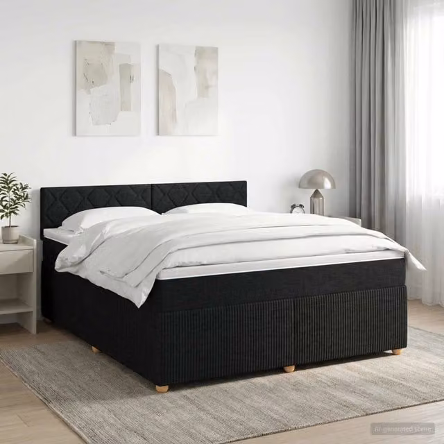Letto box spring con materasso vidaXL in tessuto nero con base a sollevamento L/P: 140 x 190 cm – 1