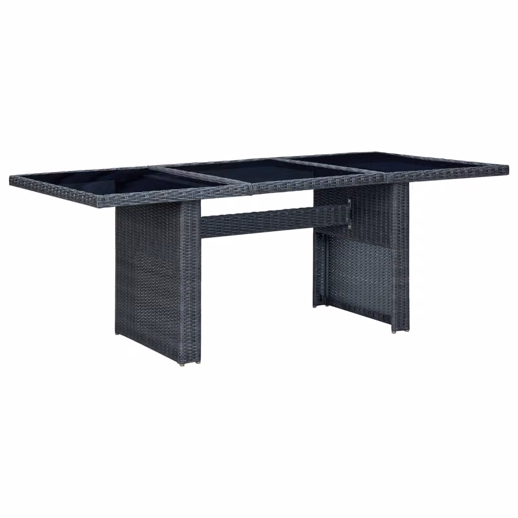 Maison Exclusive - Tavolo da giardino in rattan sintetico grigio scuro e vetro temperato