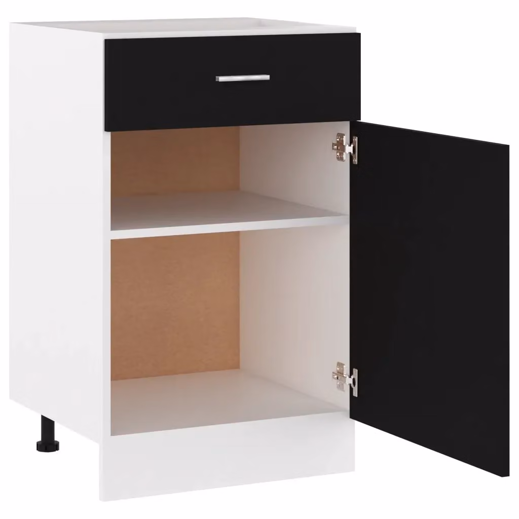Mobile contenitore da cucina moderno in legno composito nero L 50 cm x P 46 cm x H 81 cm – 2