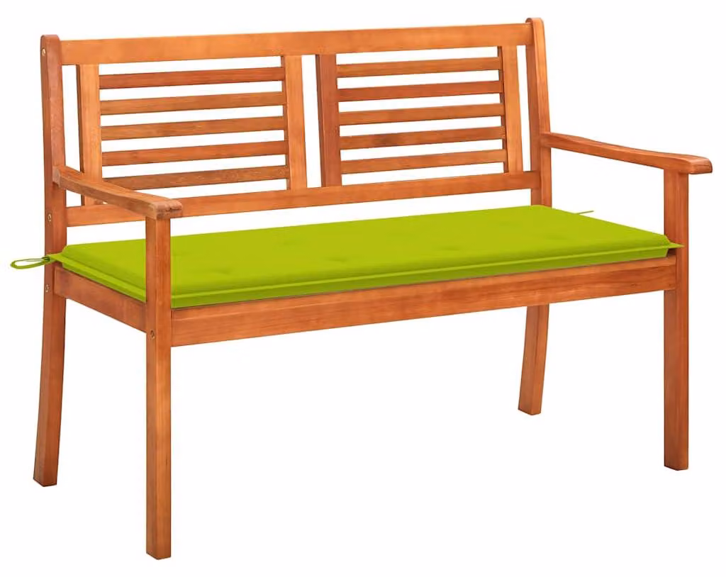 vidaXL Panca da giardino a 2 posti con cuscino 120 cm in legno massiccio di eucalipto