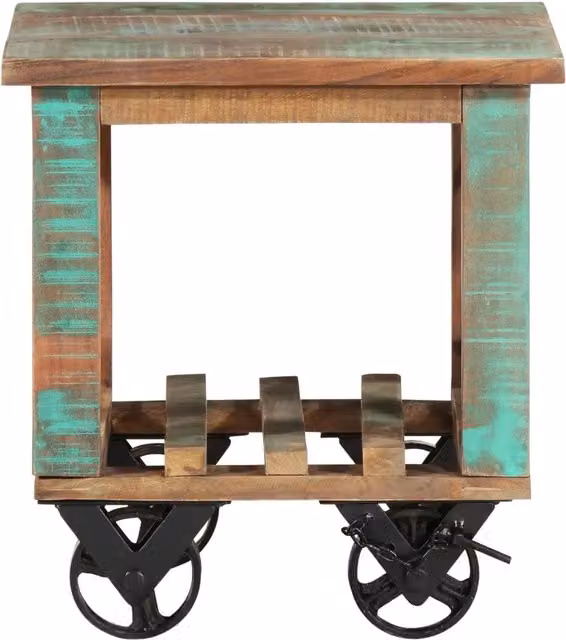 Tavolino con Ruote-Tavolino da soggiorno-Tavolo 40x40x42 cm in Legno Massello di Recupero