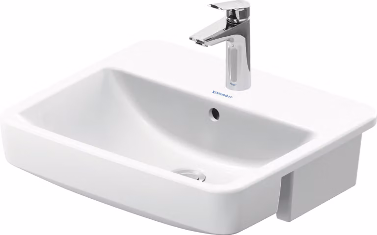 Duravit No.1 lavabo semi-encastré, 1 trou pour robinet, avec trop-plein, 550x460mm, partie inférieure vitrée, blanc, 03765500002, 03765500002