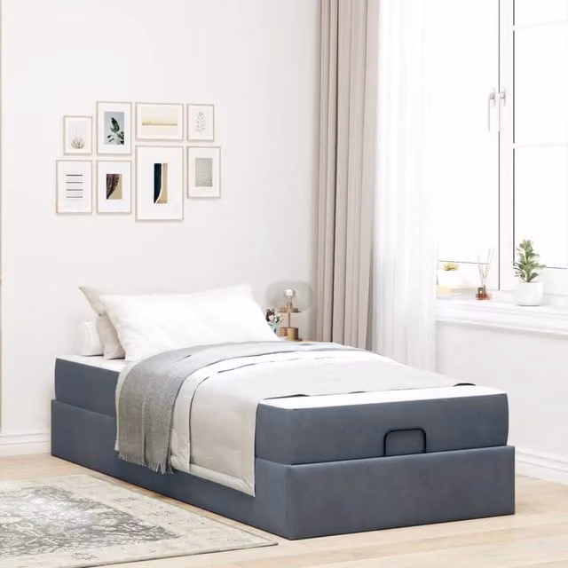 Struttura letto con materasso 2 pz-Giroletto con materasso Grigio Sfumato Velluto 540320