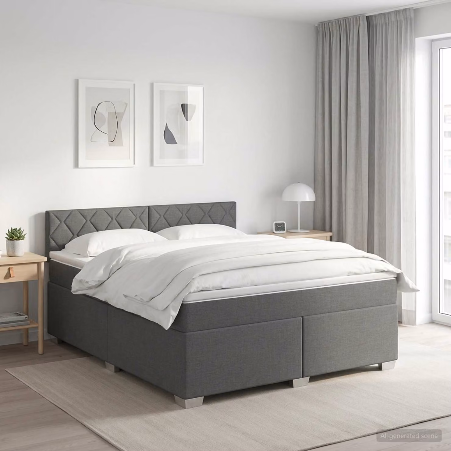 Letto box spring con materasso ibrido vidaXL Grigio e Bianco L/P: 180 x 200 cm