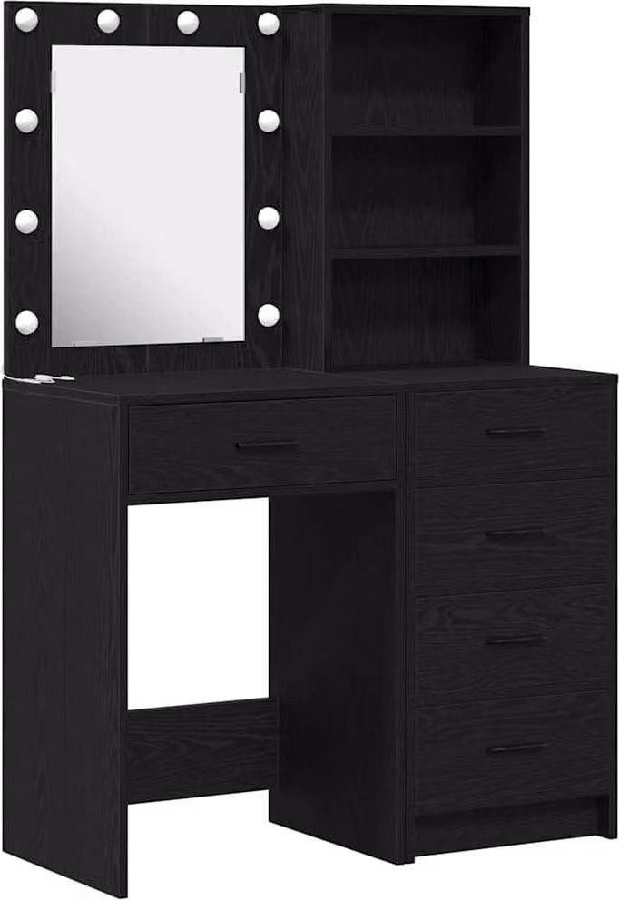 Tavolo da Trucco 2 pcs Nero 50 x 41 x 135 cm Legno multistrato
