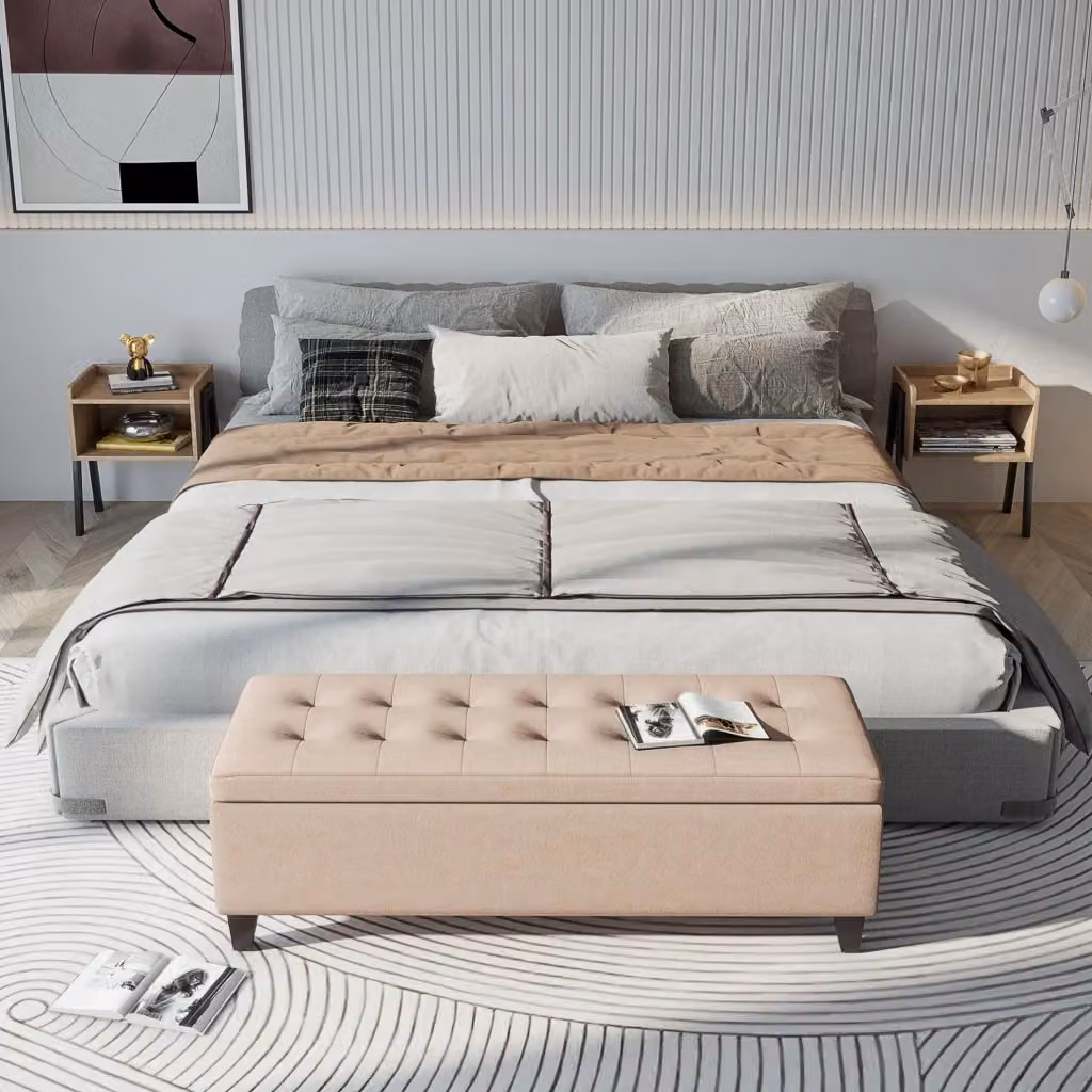 Panca imbottita con contenitore MODFU beige L: 120 cm, P: 49 cm, H: 41,5 cm – 2