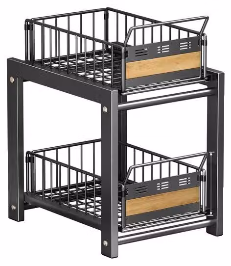 Scaffale per dispensa, design estraibile, salvaspazio, colore nero
