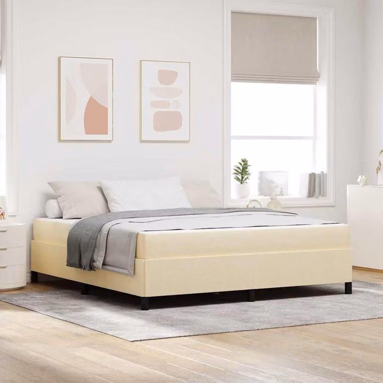 Maison Exclusive - Letto boxspring crema 180 x 200 cm tessuto