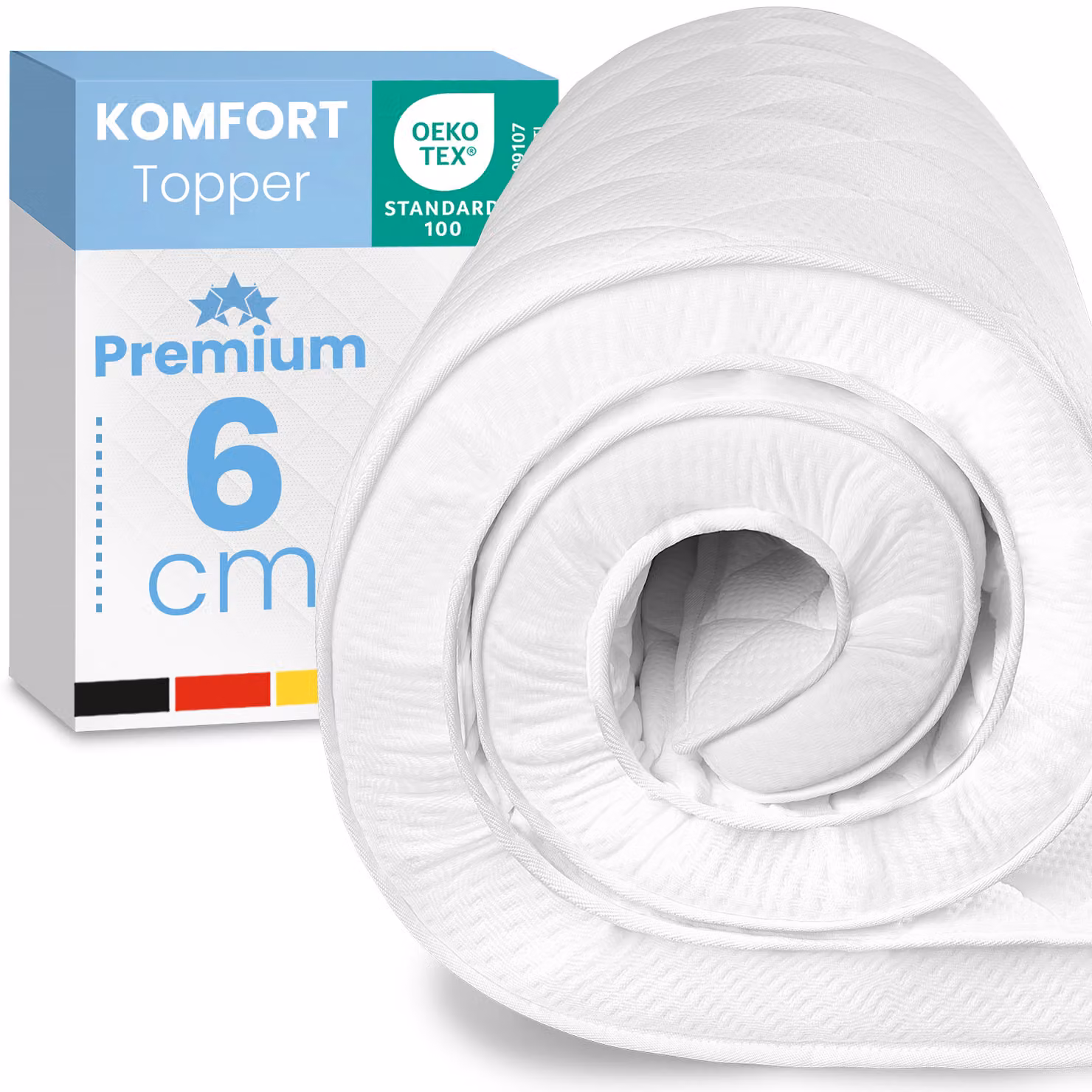 Coprimaterasso in schiuma comfort ELONEO 90x190cm, altezza 6 cm, coprimaterasso traspirante, coprimaterasso per letto e letto a molle