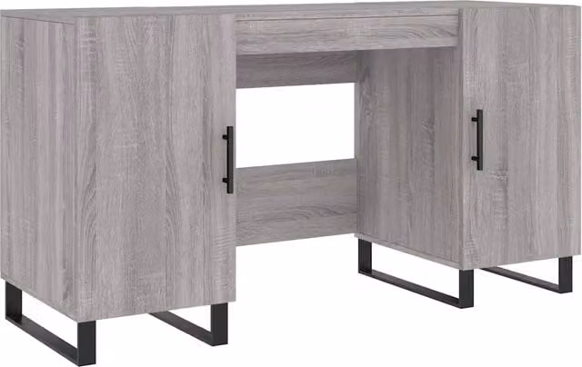 Scrivania da Scrittura Industriale Grigia con Piano in MDF Laminato e Struttura in Metallo L: 140 cm, P: 50 cm, H: 75 cm – 1
