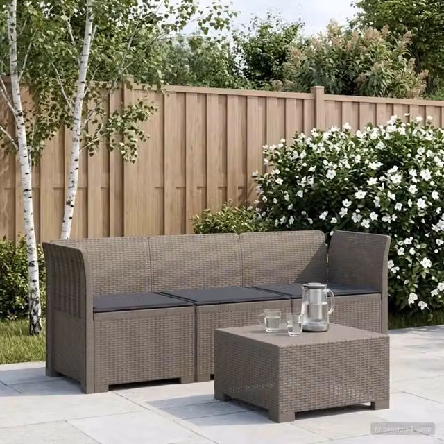 Divano da esterno-Divano da Giardino 3 posti con cuscini in look rattan PP 764471