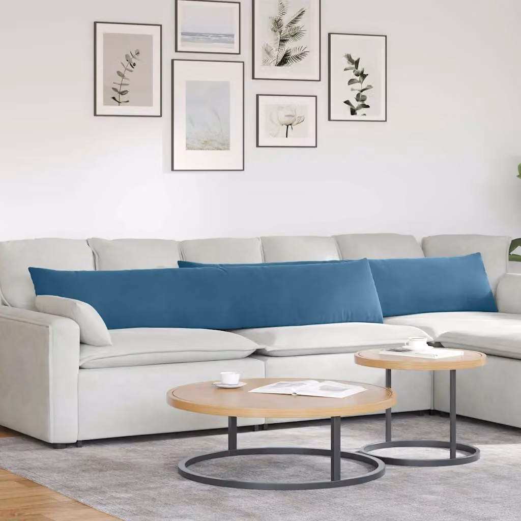 Set di 2 cuscini da divano vidaXL in tessuto a coste blu, L 200 x P 40 x H 40 cm