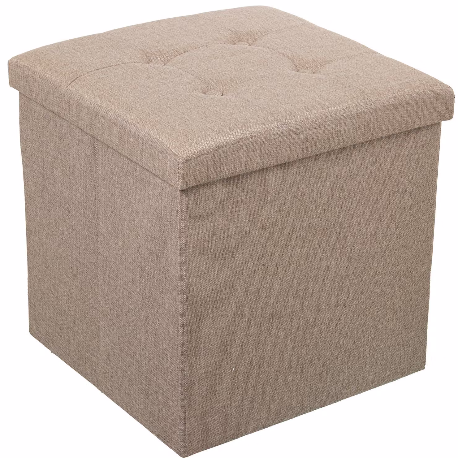 Pouf in poliestere, color beige, 45x45x45 cm