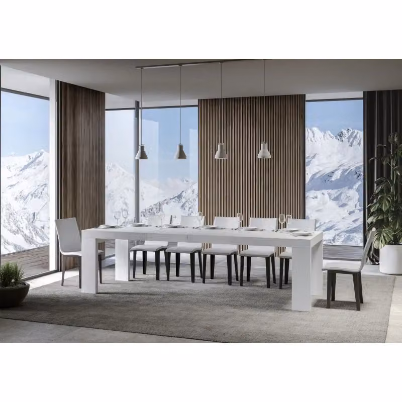 Tavolo allungabile moderno ITAMOBY in finitura bianco frassino con piano in MDF laminato per soggiorno e sala da pranzo – 2
