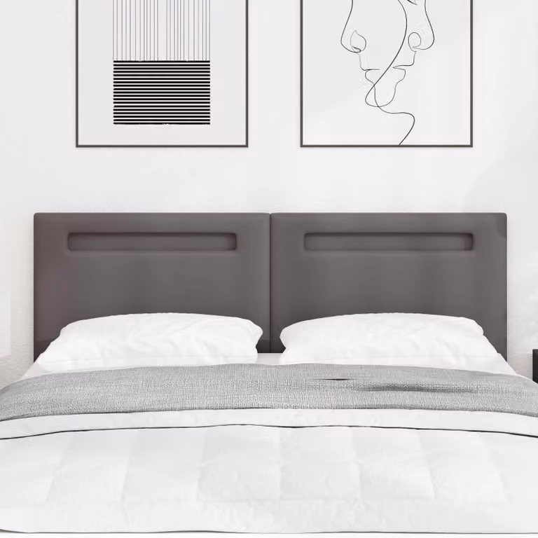 Testiera per letto con illuminazione LED vidaXL in pelle sintetica grigia, Larghezza: 144 cm