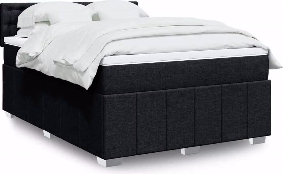 Maison Exclusive - Giroletto a Molle con Materasso Nero 160x200 cm in Tessuto