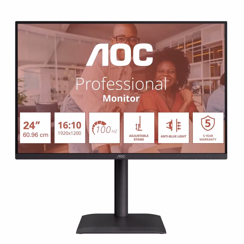 Monitor Professionale AOC X24E4U da 24 pollici con pannello IPS, risoluzione WUXGA 1920x1200, frequenza di 100Hz, colore nero – 2