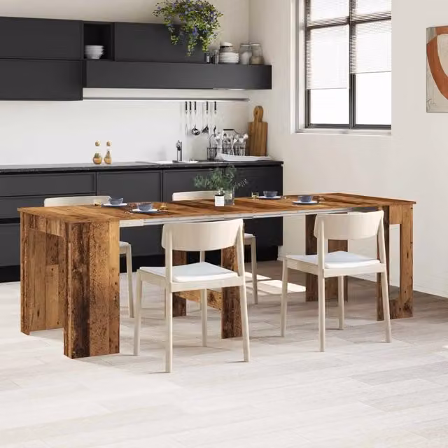 Tavolo da pranzo rettangolare estensibile vidaXL in legno composito marrone opaco L: 240 cm, P: 85 cm, H: 75 cm – 1