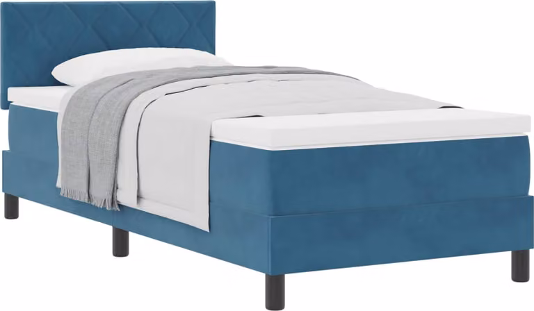 Letto a molle con testiera Blu Scuro 90 x 190 cm Velluto