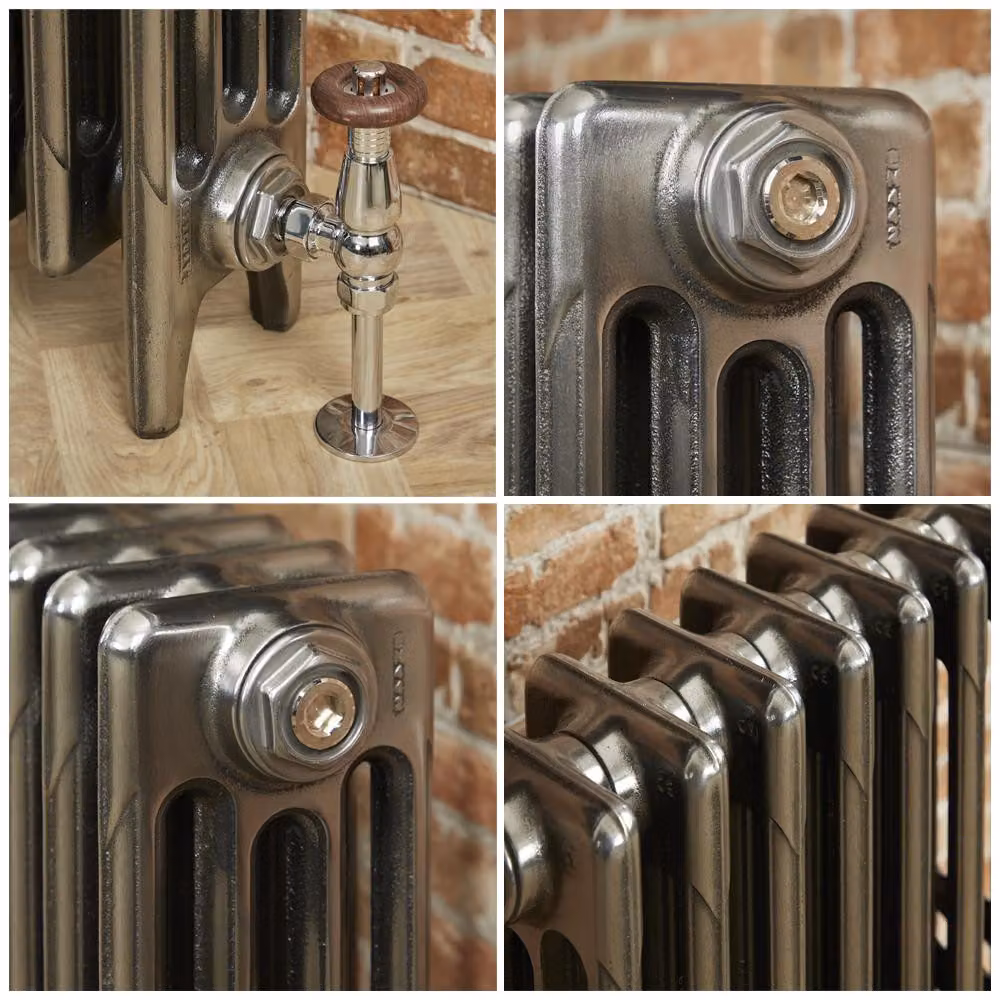 Radiatore Tradizionale in Ghisa a 4 Colonne - Alto 960mm - Finitura Metallo Grezzo Lucidato - Mercury