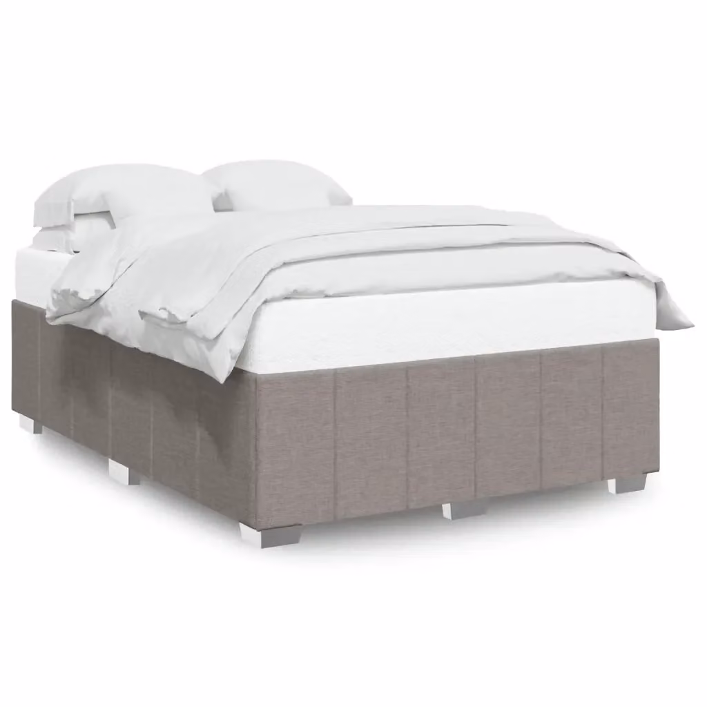 Giroletto vidaXL in tessuto beige e grigio con struttura in legno e doghe, L/P: 160 x 200 cm – 2