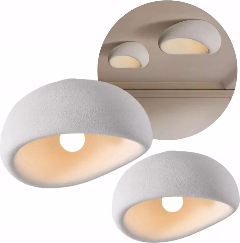 Moderna lampada da soffitto, bianca, 50 cm x 40 cm, 12 W, design neutro.