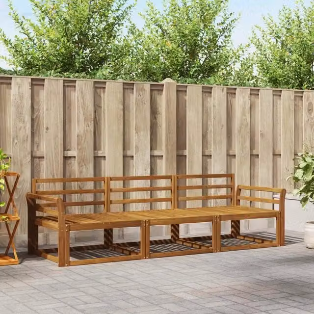 Set di divani da esterno 3 pz Naturale Legno di Acacia Massello 3367122