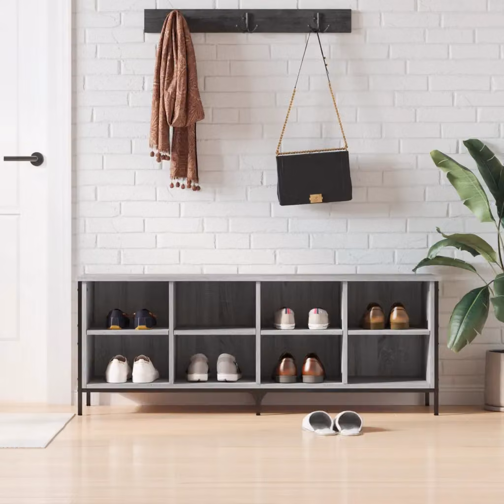 Scarpiera mobile vidaXL in stile industriale, colore grigio Sonoma, L: 131 cm, P: 35 cm, H: 50 cm