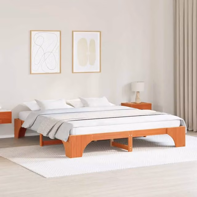 Struttura del letto Marrone cerato 200 x 200 cm Pino massello 872934