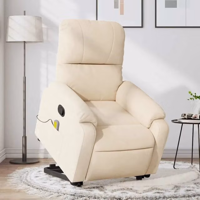 Poltrona Alzapersona Reclinante vidaXL in Microfibra Beige con Supporto Elettrico per Anziani