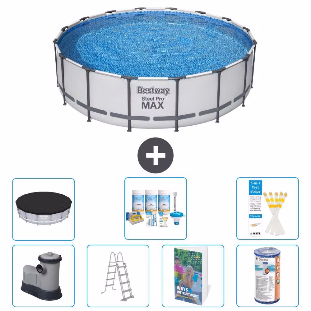Piscina gonfiabile Bestway Steel Pro MAX, rotonda, 488x122 cm, composta da 6 parti, modello S556