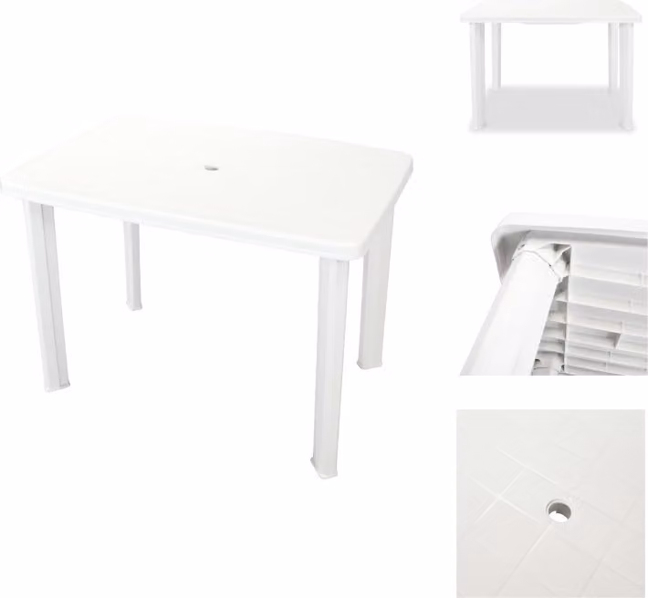 vidaXL Tavolo da giardino bianco 101 x 68 x 72 cm in plastica - Tavoli da giardino