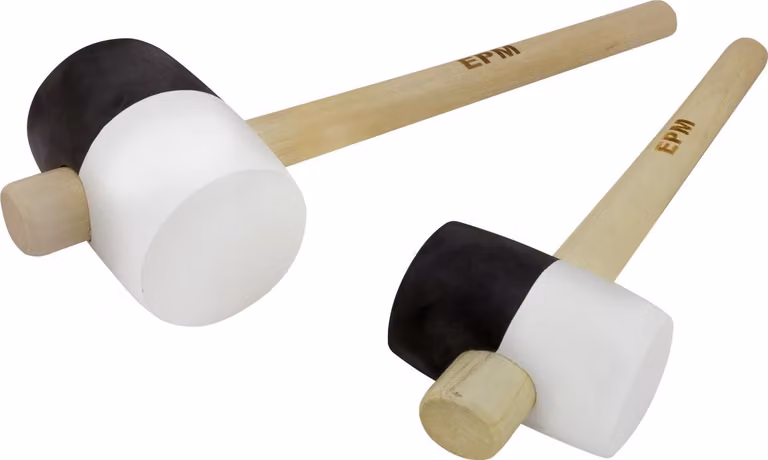 Martello di gomma bianco e nero con manico in legno, 450 grammi - Modello E-420-4245