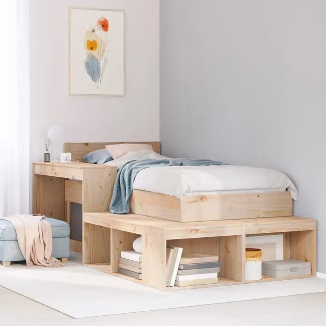 Comodino con Scrivania-Tavolino da notte 232x122x75 cm in Legno Massello di Pino