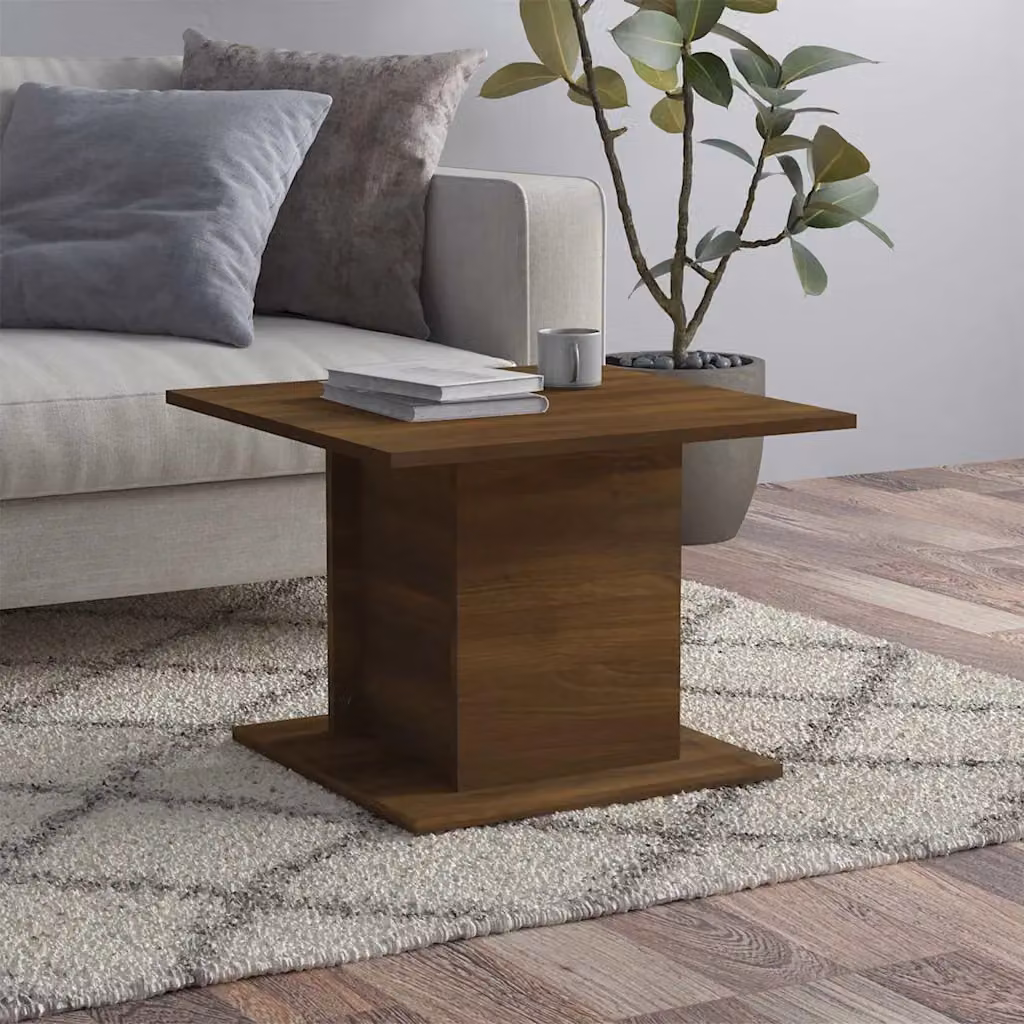 Tavolino da salotto vidaXL in rovere marrone con piano quadrato in MDF laminato L: 55,5 cm, P: 55,5 cm, H: 40 cm
